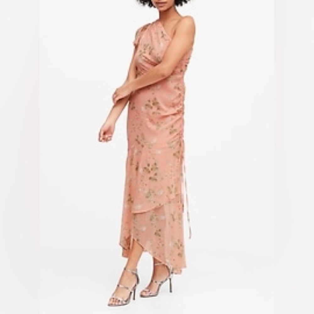 NWT Banana Republic FLORAL RUCHED ONE-SHOULDER DRESS